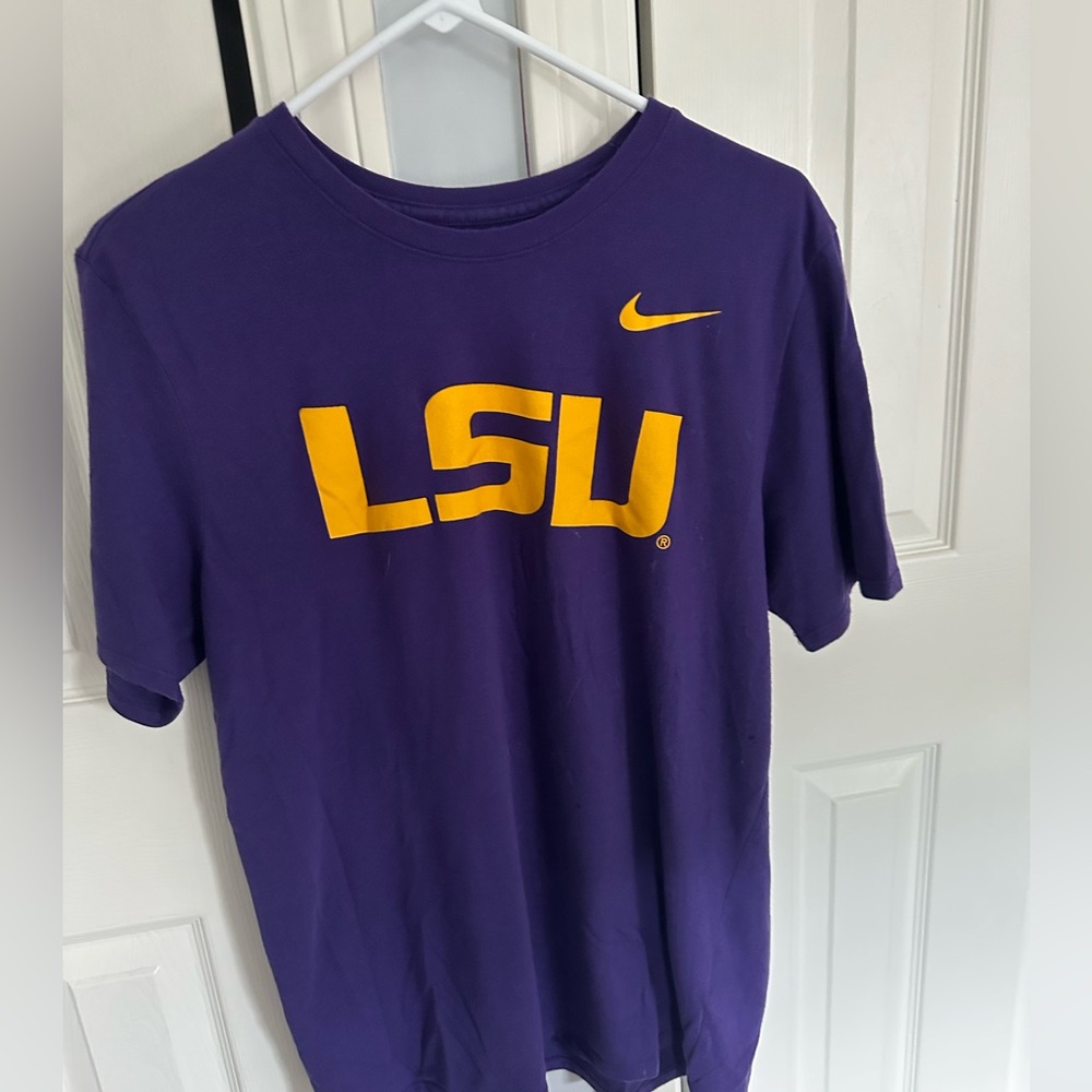 Purple LSU Nike dry fit tee shirt
